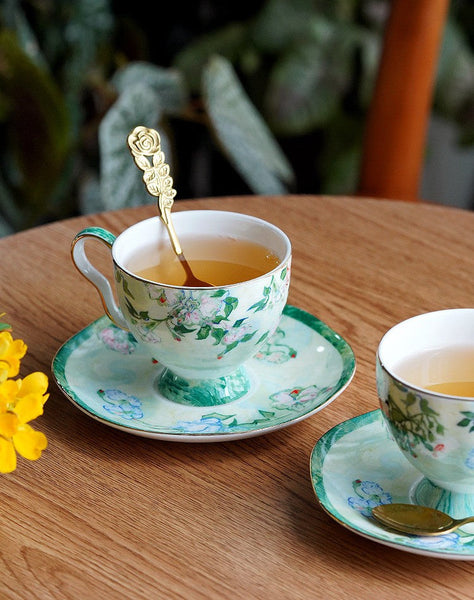 Luxury Tea Cup Set, Elegant Coffee Cup, Porcelain Tea Saucer, Ceramic Tea Cup Set, British Tea Cup Set-LargePaintingArt.com