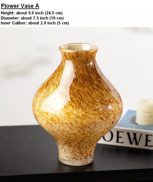 Handmade Liuli Vases, Color Glaze Vase, Contemporary Vases for Modern Home Decor, Modern Glass Bud Vases, Centerpiece Vases on Table-LargePaintingArt.com