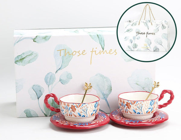 Porcelain Tea Cup Set, Ceramic Coffee Cup Set, Tea Cup With Saucer, Coffee Cup With Saucer, British Afternoon Tea Set, Gift Box Tea Set-LargePaintingArt.com