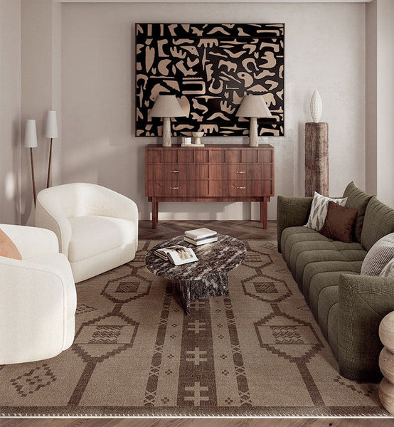 Large Contemporary Area Rugs for Dining Room, Modern Rugs for Living Room, Mid Century Area Rugs for Bedroom-LargePaintingArt.com