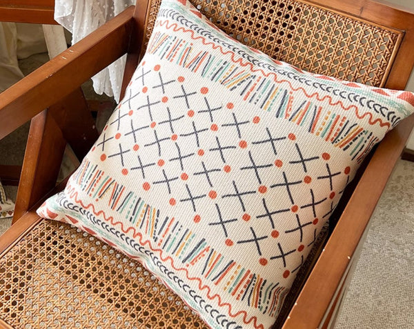 Geometric Modern Pillow Covers, Oriental Square Pillows for Couch, Decorative Throw Pillows for Dining Room, Bohemian Decorative Sofa Pillows-LargePaintingArt.com