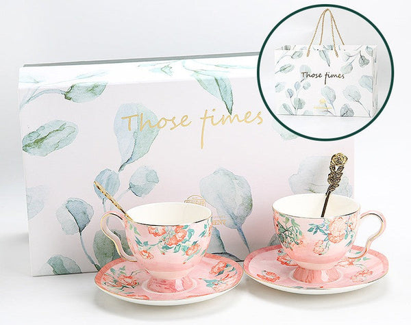 Porcelain Tea cups, British Tea Cup Set, Afternoon Tea Cup with Saucer Set, Elegant Coffee Cup, Porcelain Coffee Cups, Coffee Cup in Gift Box, Vintage Tea Cup Set-LargePaintingArt.com