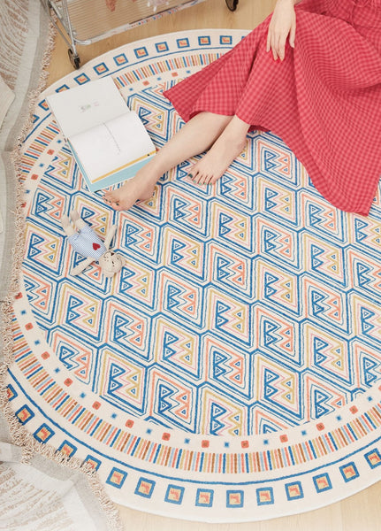 Abstract Contemporary Round Rugs for Dining Room, Circular Modern Rugs for Bathroom, Geometric Modern Rug Ideas for Living Room, Modern Rugs for Children's Room-LargePaintingArt.com