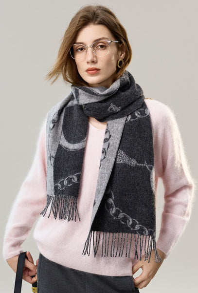 Holiday Women Scarf, Christmas Gifts for Her, Modern Wool Scarf, Warm Winter Scarf, Cold Weather Scarf, Fashion Scarf, Soft Cashmere Scarf for Girls, Elegant Designer Scarf-LargePaintingArt.com