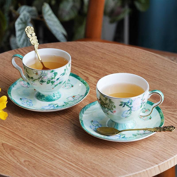 Luxury Tea Cup Set, Elegant Coffee Cup, Porcelain Tea Saucer, Ceramic Tea Cup Set, British Tea Cup Set-LargePaintingArt.com