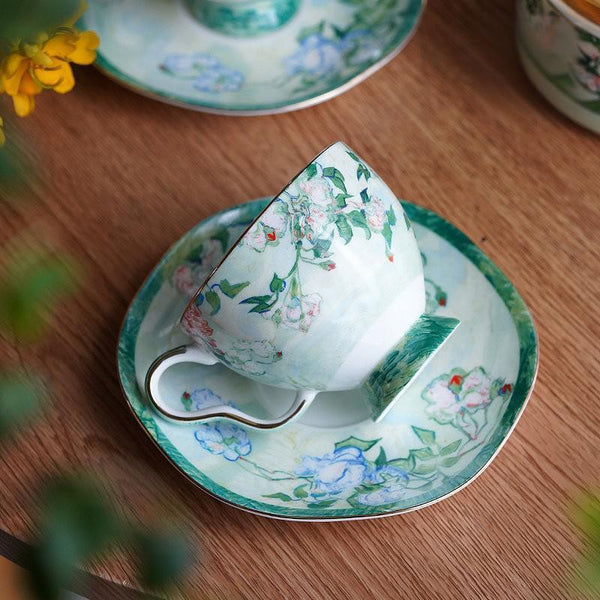 Luxury Tea Cup Set, Elegant Coffee Cup, Porcelain Tea Saucer, Ceramic Tea Cup Set, British Tea Cup Set-LargePaintingArt.com
