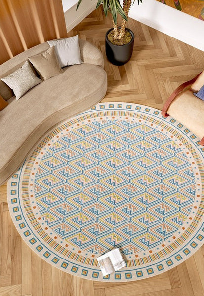 Abstract Contemporary Round Rugs for Dining Room, Circular Modern Rugs for Bathroom, Geometric Modern Rug Ideas for Living Room, Modern Rugs for Children's Room-LargePaintingArt.com