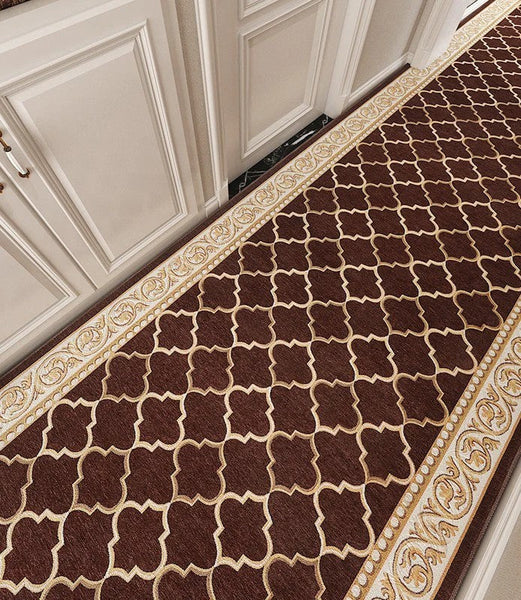 Modern Extra Long Hallway Runners, Stain-resistant Non Slip Kitchen Runner Rugs, Easy Care Entryway Brown Runner Rugs, Long Narrow Runner Rugs, Entrance Hallway Runners, Hallway Runners-LargePaintingArt.com