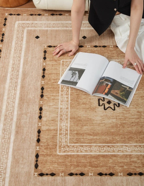 Contemporary Rugs for Bedroom, Mid Century Modern Rugs Next to Bed, Abstract Modern Carpets for Living Room, Modern Rugs for Dining Room-LargePaintingArt.com