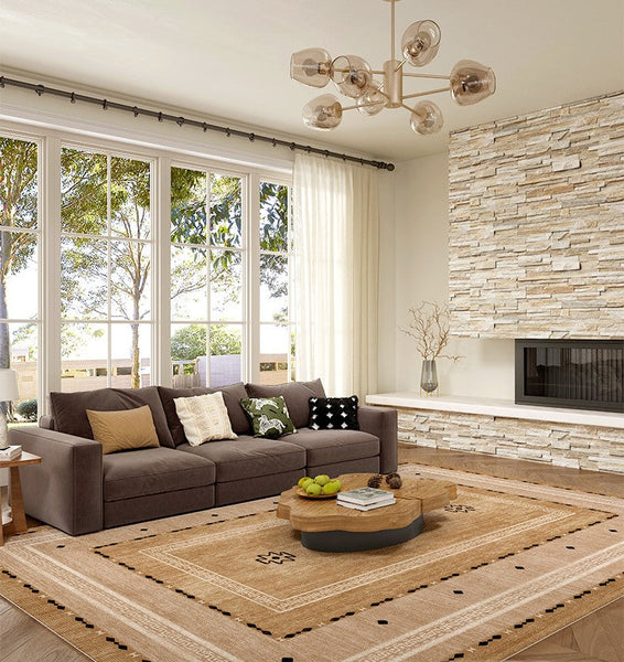 Contemporary Rugs for Bedroom, Mid Century Modern Rugs Next to Bed, Abstract Modern Carpets for Living Room, Modern Rugs for Dining Room-LargePaintingArt.com