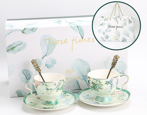 Luxury Tea Cup Set, Elegant Coffee Cup, Porcelain Tea Saucer, Ceramic Tea Cup Set, British Tea Cup Set-LargePaintingArt.com