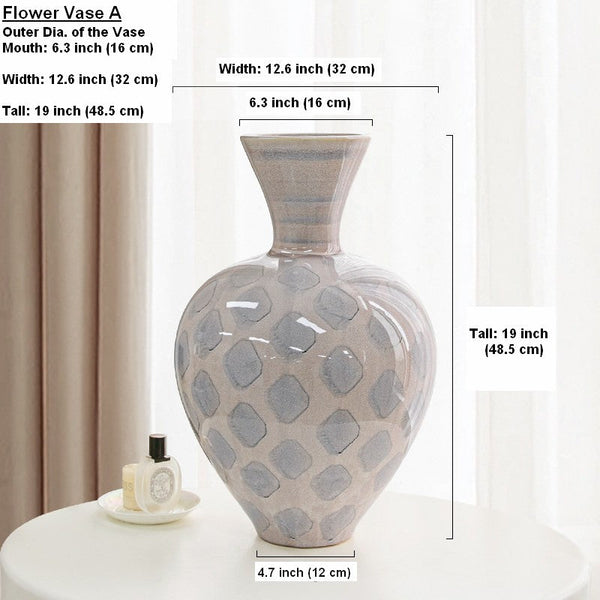 Contemporary Vases for Modern Home Decor, Porcelain Flower Vases, Flower Vases on Table, Ceramic Bouquet Vases, Dining Table Centerpiece-LargePaintingArt.com