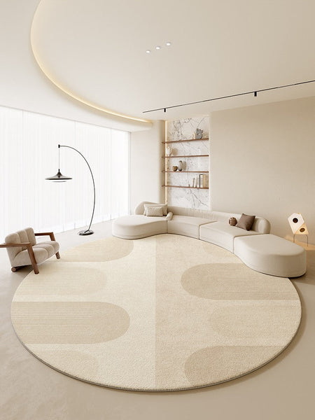 Bathroom Modern Round Rugs, Circular Modern Rugs under Coffee Table, Round Contemporary Modern Rugs for Bedroom, Round Modern Rugs in Living Room-LargePaintingArt.com