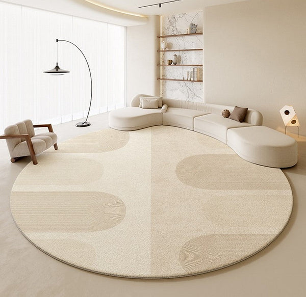 Round Contemporary Modern Rugs for Bedroom, Bathroom Modern Round Rugs, Circular Modern Rugs under Coffee Table, Round Modern Rugs in Living Room-LargePaintingArt.com