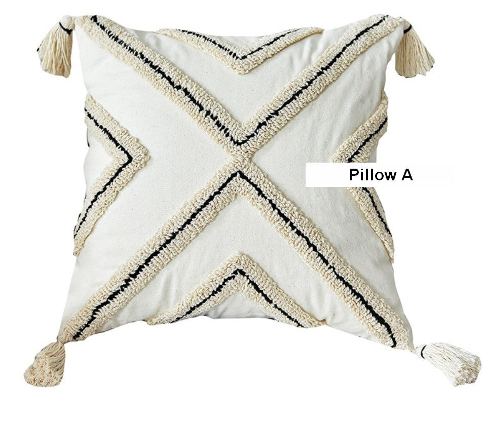 Beige Decorative Throw Pillows, Geometric Square Modern Throw Pillows for Couch, Contemporary Throw Pillow for Interior Design-LargePaintingArt.com