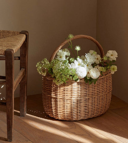 Hand-woven Wicker Storage Basket, Natural Fruit Basket, Storage Basket for Kitchen, Picnic Storage Basket with Handle, Willow Weaving Storage Basket for Shelves-LargePaintingArt.com