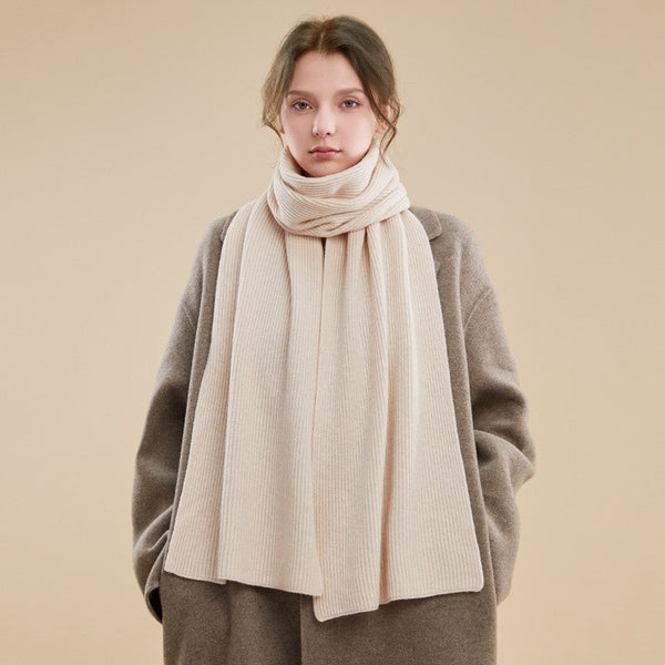 Beige Winter Scarf, Fashion Designer Scarf, Cold Weather Scarf, Cashmere Scarf for Women, Casual Scarf for Women, Modern Wool Scarf for Women-LargePaintingArt.com