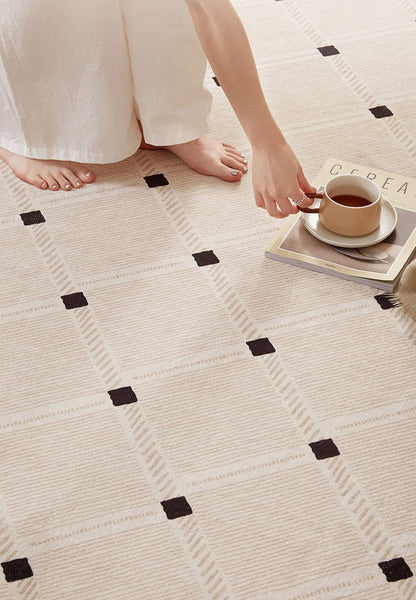 Bedroom Circular Modern Rugs, Mid Century Modern Rugs under Chairs, Geometric Round Rugs for Dining Room, Contemporary Modern Rugs-LargePaintingArt.com