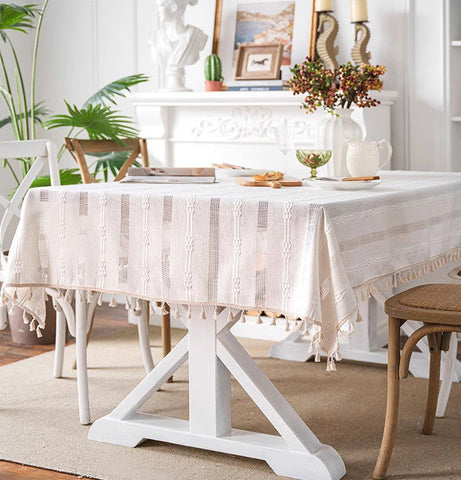 Rustic Table Covers for Kitchen, Linen Rectangular Tablecloth for Oval Table, Country Farmhouse Tablecloth, Large Rectangle Tablecloth for Dining Room Table-LargePaintingArt.com