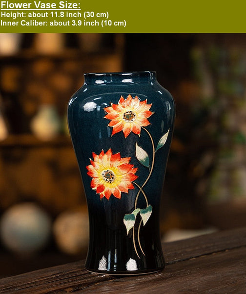 Ceramic Bouquet Vases, Sunflower Vases on Table, Porcelain Flower Vases, Dining Table Centerpiece, Handmade Water Holding Flower Vase-LargePaintingArt.com