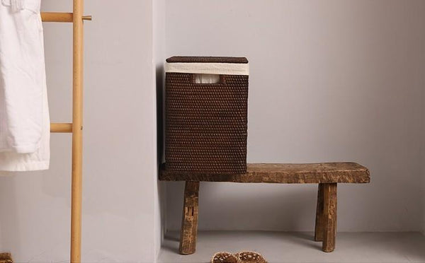 Rectangular Storage Baskets, Large Brown Rattan Storage Baskets, Storage Baskets for Bathroom, Storage Basket with Lid, Storage Baskets for Clothes-LargePaintingArt.com