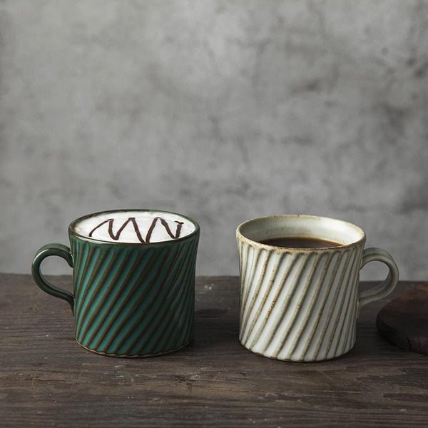 Handmade Pottery Coffee Cup, Cappuccino Coffee Mug, Large Capacity Coffee Cup, Pottery Tea Cup-LargePaintingArt.com