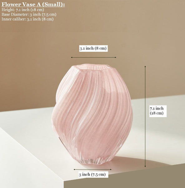 Modern Vases for Living Room, Unique Decorative Glass Vase, Centerpiece Vases on Table, Handmade Contemporary Glass Vases, Mid Century Pink Vases for Flowers-LargePaintingArt.com