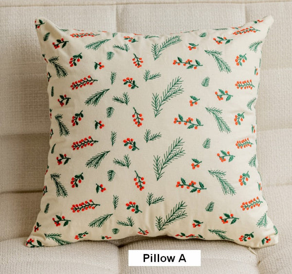 Decorative Pillows for Couch, Farmhouse Decorative Pillows for Sofa, Embroider Flower Cotton Pillow Covers, Spring Flower Decorative Pillows for Bedroom-LargePaintingArt.com