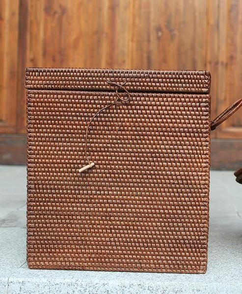 Rectangular Storage Baskets, Large Brown Rattan Storage Baskets, Storage Baskets for Bathroom, Storage Basket with Lid, Storage Baskets for Clothes-LargePaintingArt.com