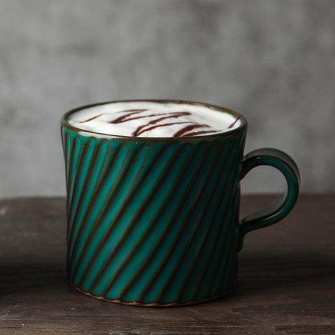 Large Capacity Coffee Cup, Pottery Tea Cup, Handmade Pottery Coffee Cup, Cappuccino Coffee Mug-LargePaintingArt.com