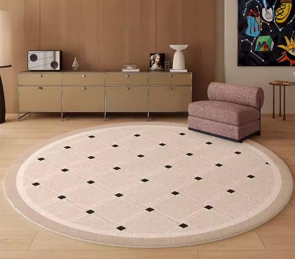 Bedroom Circular Modern Rugs, Mid Century Modern Rugs under Chairs, Geometric Round Rugs for Dining Room, Contemporary Modern Rugs-LargePaintingArt.com