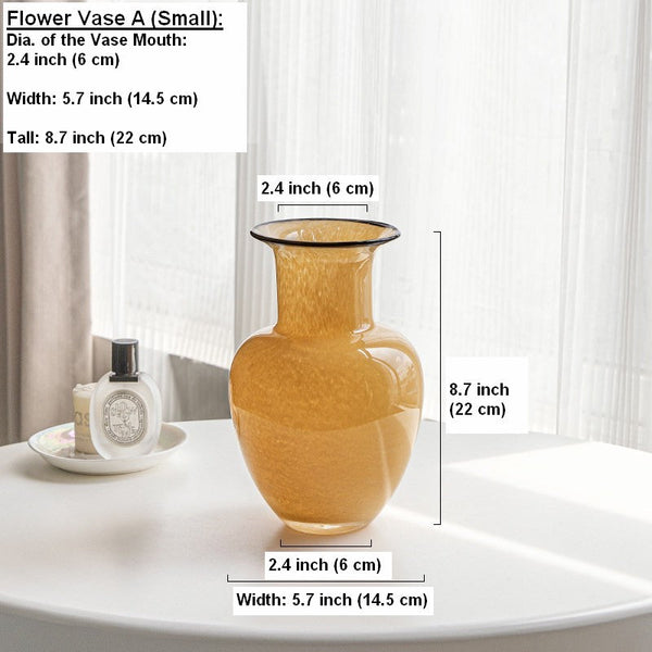 Handmade Liuli Vases, Color Glaze Vase, Contemporary Vases for Modern Home Decor, Yellow Glass Bud Vases, Centerpiece Vases on Table-LargePaintingArt.com