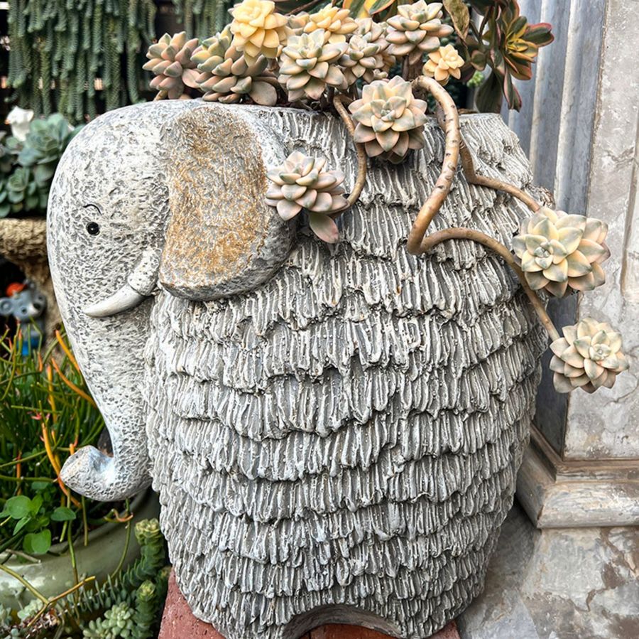 Elephant Flower Pot, Modern Animal Statue for Garden Ornaments, Large Elephant Flowerpot, Resin Statue for Garden, Villa Outdoor Decor Gardening Ideas-LargePaintingArt.com