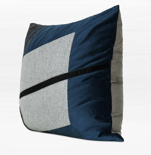 Modern Sofa Pillow, Modern Throw Pillows, Blue Decorative Pillow, Square Pillow, Throw Pillow for Living Room-LargePaintingArt.com