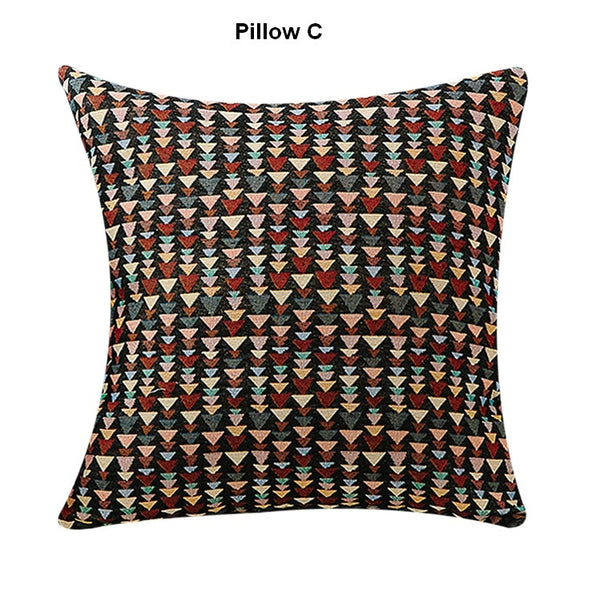 Geometric Pattern Chenille Throw Pillow for Couch, Bohemian Decorative Sofa Pillows, Decorative Throw Pillows for Living Room-LargePaintingArt.com