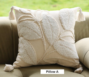 Contemporary Modern Sofa Pillow Covers, Square Modern Throw Pillows for Couch, Leaf Decorative Pillows for Bedroom, Modern Decorative Pillows for Interior Design-LargePaintingArt.com