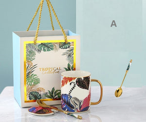 Modern Ceramic Mugs in Gift Box, Large Capacity Jungle Animal Porcelain Mugs, Creative Porcelain Cups, Large Ceramic Mugs for Office-LargePaintingArt.com