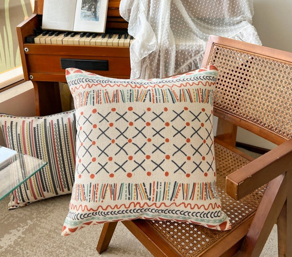 Geometric Modern Pillow Covers, Oriental Square Pillows for Couch, Decorative Throw Pillows for Dining Room, Bohemian Decorative Sofa Pillows-LargePaintingArt.com