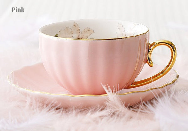 Beautiful British Tea Cups, Unique Afternoon Tea Cups and Saucers, Elegant Ceramic Coffee Cups, Royal Bone China Porcelain Tea Cup Set-LargePaintingArt.com
