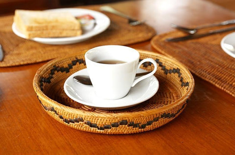 Indonesia Hand Woven Storage Basket, Natural Fiber Decorative Baskets, Small Rustic Food Basket-LargePaintingArt.com