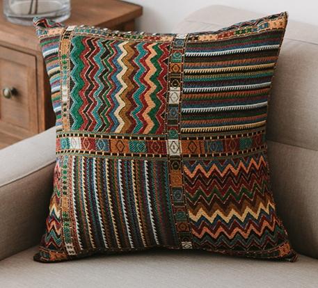 Geometric Pattern Chenille Throw Pillow for Couch, Bohemian Decorative Sofa Pillows, Decorative Throw Pillows for Living Room-LargePaintingArt.com