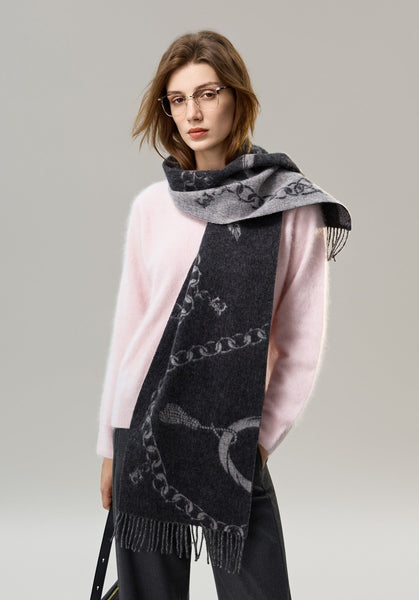 Holiday Women Scarf, Christmas Gifts for Her, Modern Wool Scarf, Warm Winter Scarf, Cold Weather Scarf, Fashion Scarf, Soft Cashmere Scarf for Girls, Elegant Designer Scarf-LargePaintingArt.com