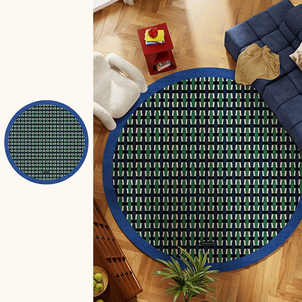 Abstract Contemporary Round Rugs under Chairs, Mid Century Circular Rugs for Bedroom, Modern Rugs for Dining Room, Geometric Modern Rugs for Living Room-LargePaintingArt.com