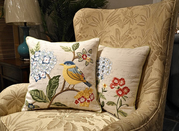 Bird Throw Pillows, Pillows for Farmhouse, Sofa Throw Pillows, Decorative Throw Pillows, Living Room Throw Pillows, Rustic Pillows for Couch-LargePaintingArt.com