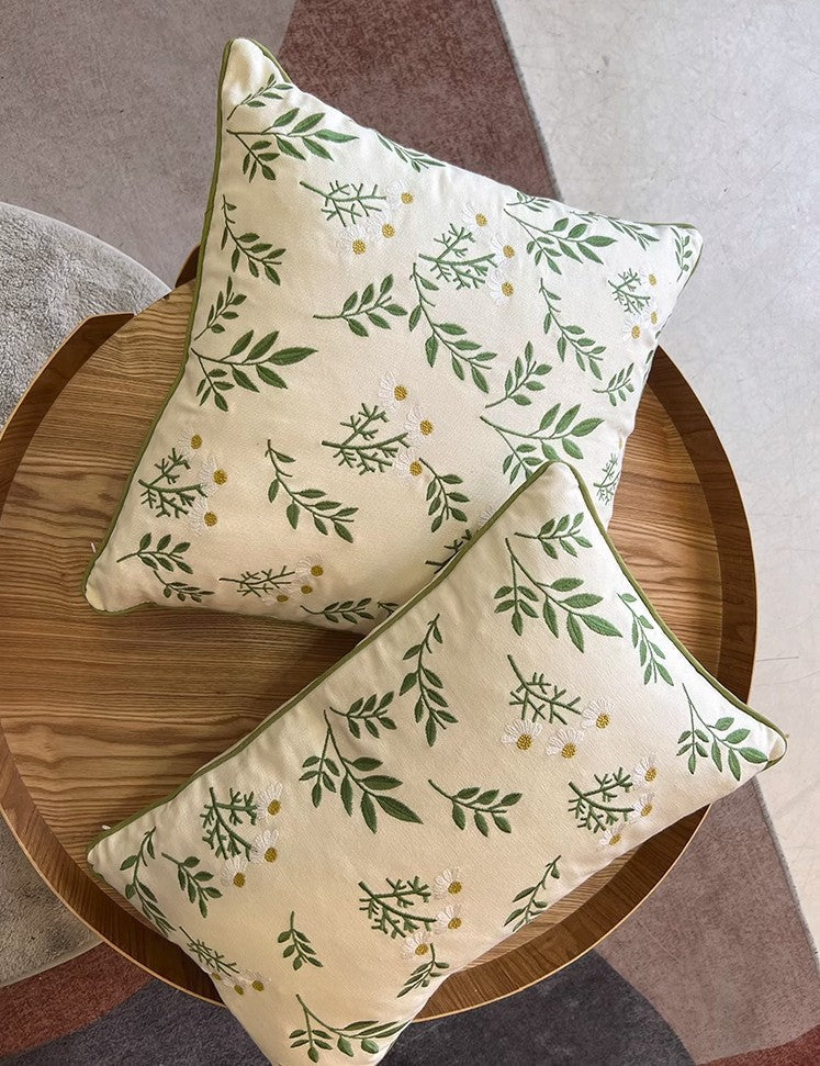 Spring Flower Sofa Decorative Pillows, Farmhouse Decorative Throw Pillows, Floral Embroidered Cushions