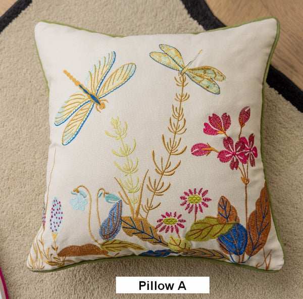 Decorative Throw Pillows for Living Room, Decorative Sofa Pillows, Butterfly Dragonfly Cotton and linen Pillow Cover, Modern Decorative Pillows for Couch-LargePaintingArt.com
