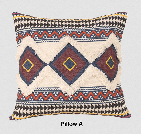 Geometric Modern Pillow Covers, Square Pillows for Couch, Oriental Decorative Throw Pillows for Living Room, Bohemian Decorative Sofa Pillows-LargePaintingArt.com