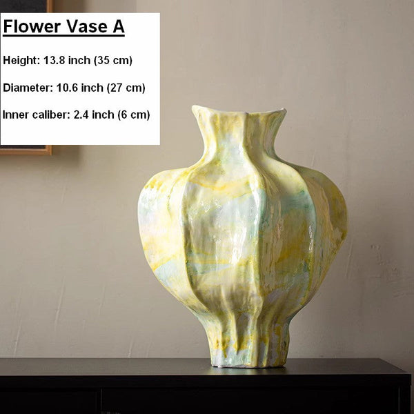 Centerpiece Ceramic Bouquet Vases, Handmade Modern Flower Vase, Large Contemporary Vases on Dining Table, Porcelain Vases for Modern Home Decor-LargePaintingArt.com
