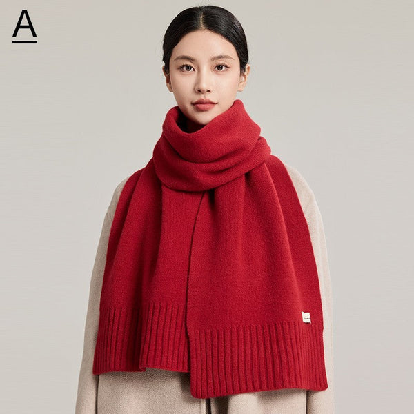 Casual Scarf for Women, Cold Weather Scarf, Fashion Designer Scarf, Red Winter Scarf, Modern Wool Scarf for Women, Soft Cashmere Scarf for Women-LargePaintingArt.com