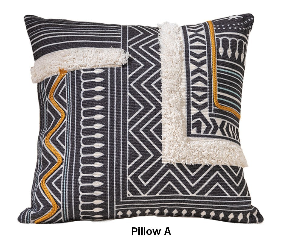 Decorative Square Pillow Covers, Bohemian Decorative Sofa Pillows for Bedroom, Geometric Pattern Decorative Pillow for Couch-LargePaintingArt.com